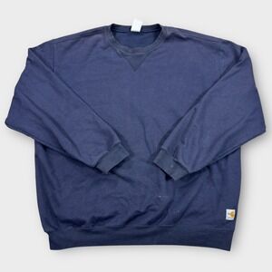 Carhartt Sweatshirt Men's 2XL Navy Blue FRK127 Fire Resistant Crewneck Pullover